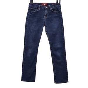 Vintage 90s Y2k Lucky Brand Sofia Straight Jeans Dark Wash Ankle Sz 6 Distress